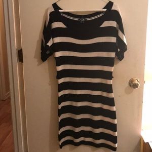 Black and white stripe sweater dress